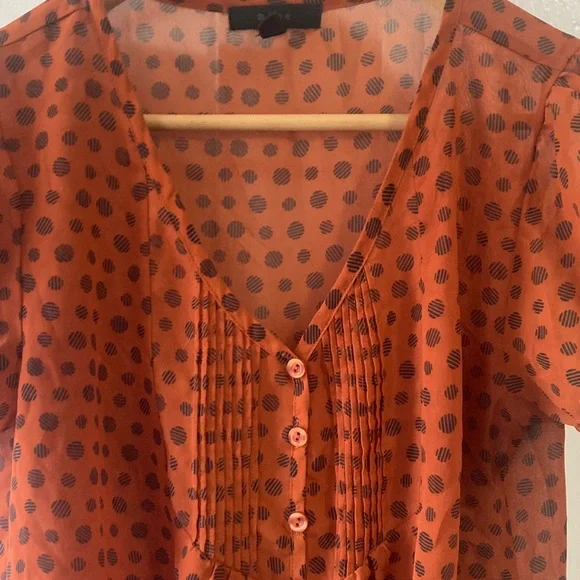 MINE  Sheer Orange Polka Dot Blouse - Picture 3 of 5